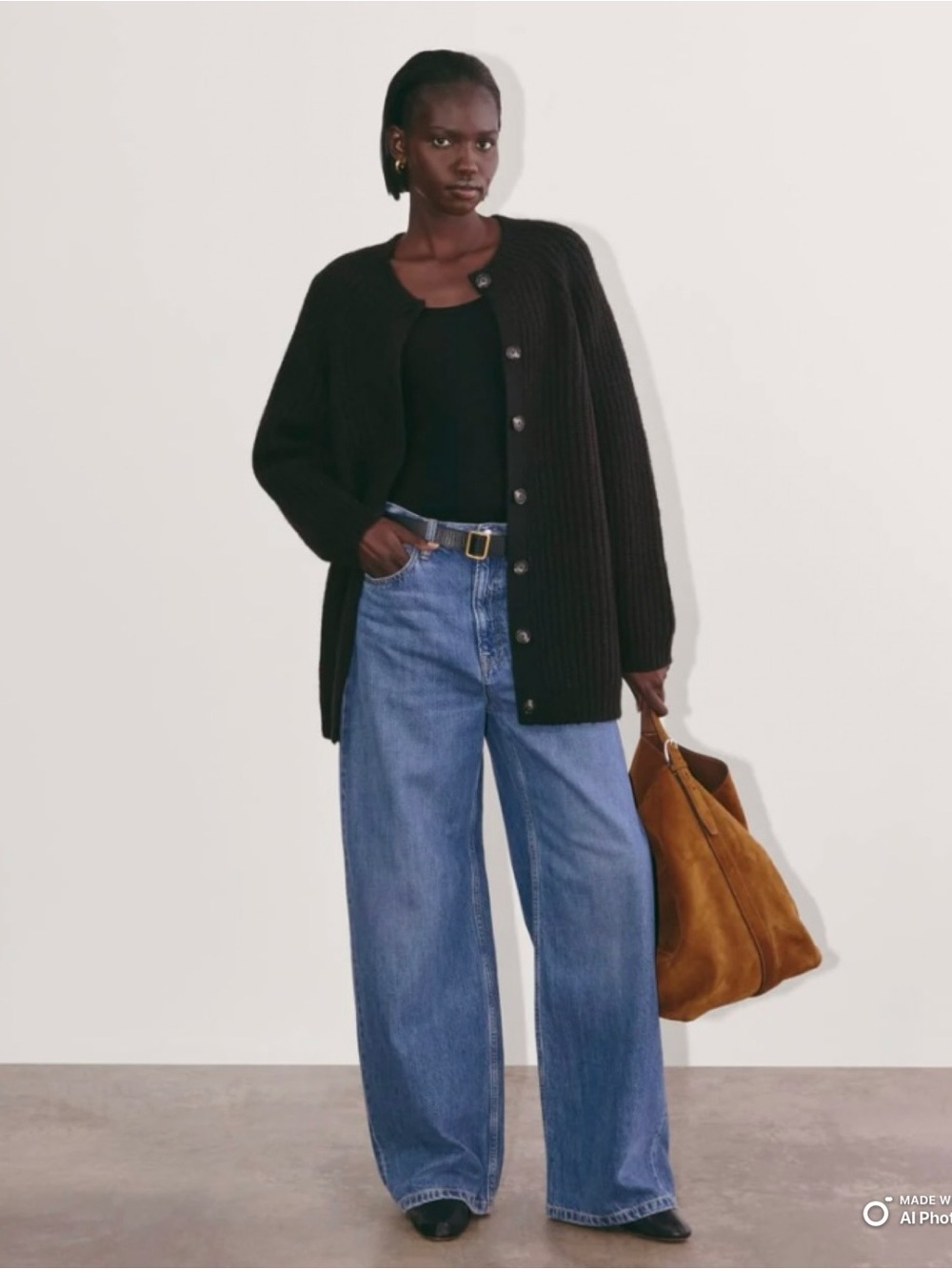 Everlane Black The Fisherman Cardigan in Cloud Size Small NWT Cozy Fall Winter - Picture 10 of 16